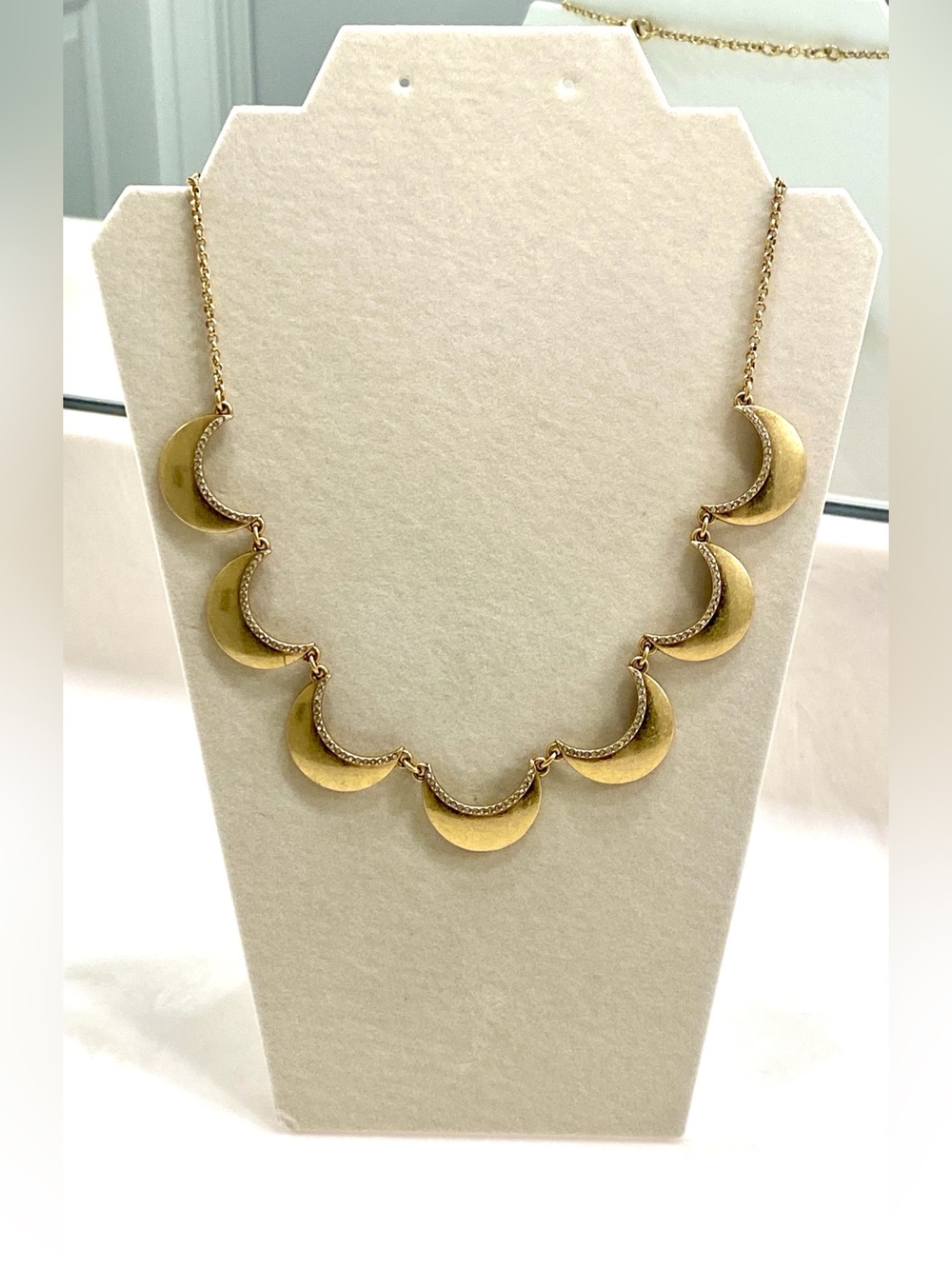 J. Crew Gold Crescent Necklace with Pavé Trim